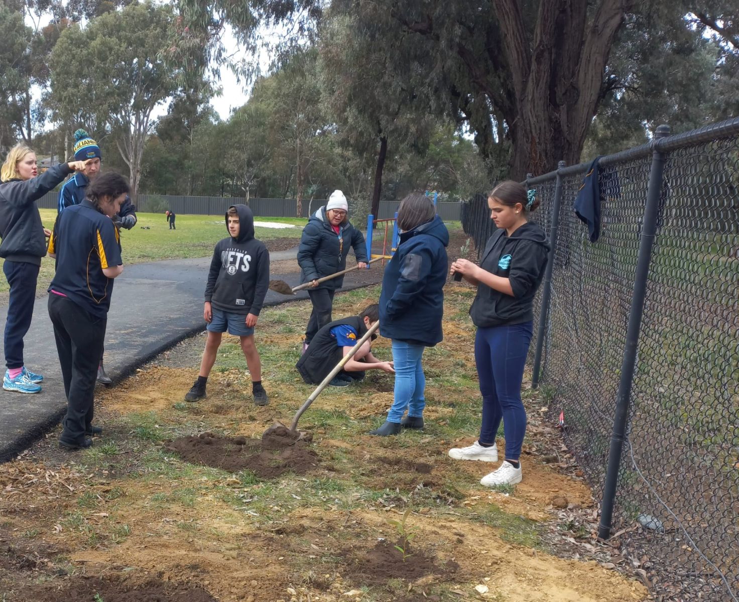 Students on the shovels
