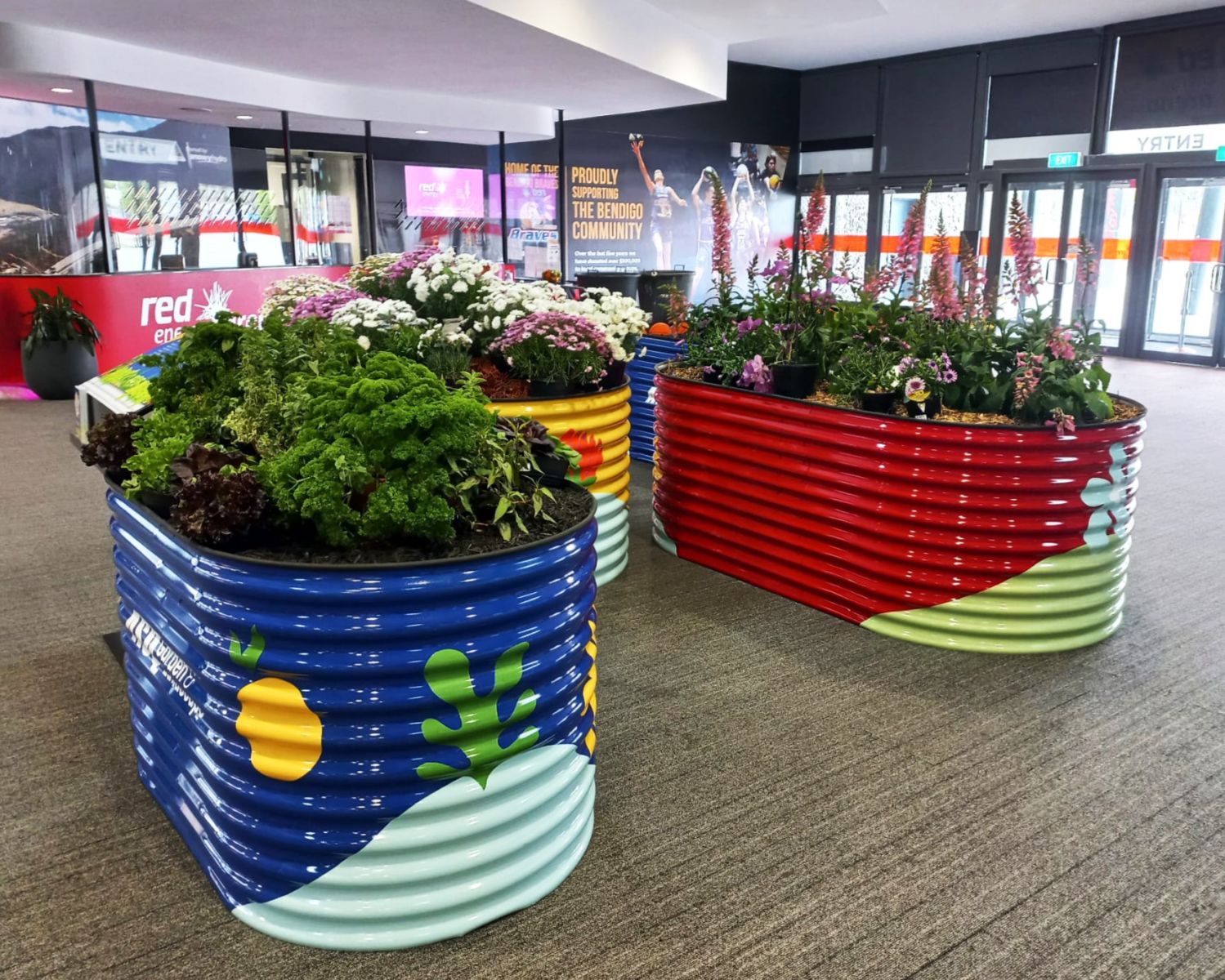 Planter beds in foyer